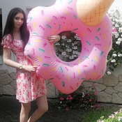 Zuzana and Radana with inflatables in the garden