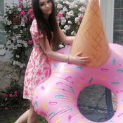 Zuzana and Radana with inflatables in the garden