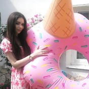 Zuzana and Radana with inflatables in the garden