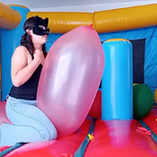 Balloons pop in the inflatable castle by Alice!!!