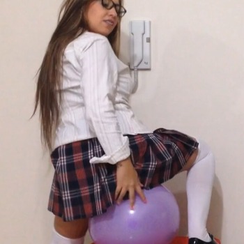 Diana sexy school girl pop balloons