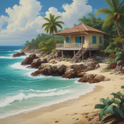 Jerome.C.House (American,1991) Caribbean Beach 2025