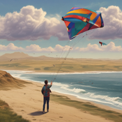 Jerome.C.House (American,1991) Holding Kite Near Oceanview 2025