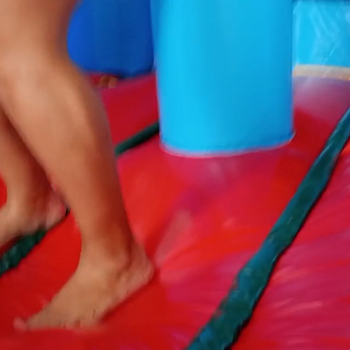 Ary jumps on big bouncy castle !!! barefeet :)