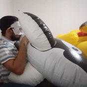 Big duck , small snake and small whale mouth blow!!