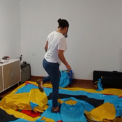 Hard jump in the inflatable bounce house by Ary!!!