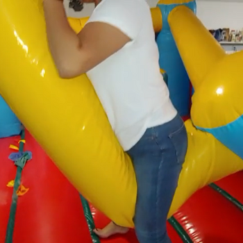 Hard jump in the inflatable bounce house by Ary!!!