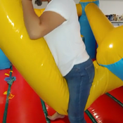 Hard jump in the inflatable bounce house by Ary!!!