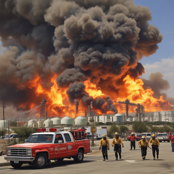 Jerome.C.House (American,1991) Firefighters Rush To Chevron's El Segundo Refinery in Los Angeles after Reports of explosion 2025