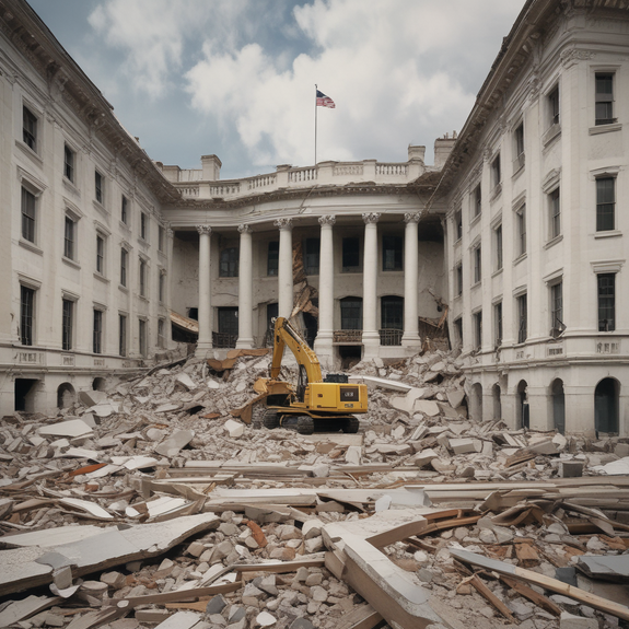 Jerome.C.House (American,1991) View of White House East Wing Demolition For President Trump's Ballroom Project 2025
