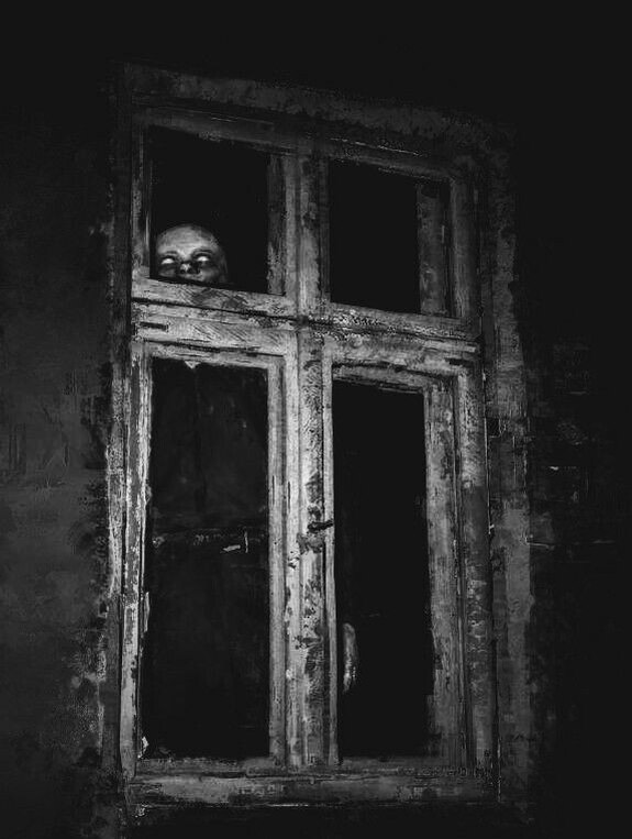 Jerome.C.House (American,1991) Creepy face in window 2025