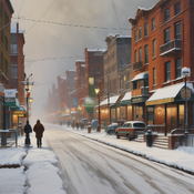 Jerome.C.House (American,1991) Heavy Snow Blizzard City Walk 2025