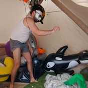 Kinky balloon blow, pop and deflated :)