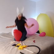 Popping lots of balloons by Alice!!! (stp, nail , ride to pop)