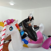 Ary ride big 72 inches and blow inflatable whale!!!