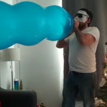 Blow 2 big balloons