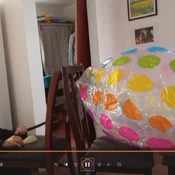 Blow to pop 24 inches balloon insite a big beachball!!!