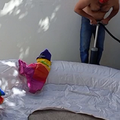 Blowing up big inflatables (pump , electric pump and mouth blow)