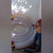 Blowing up big inflatables (pump , electric pump and mouth blow)