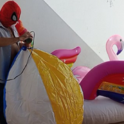 Blowing up big inflatables (pump , electric pump and mouth blow)