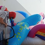 Blowing up big inflatables (pump , electric pump and mouth blow)