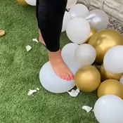 Georgous pink toes bursting balloons