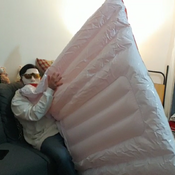 Inflatable bag of chips mouth blow :)