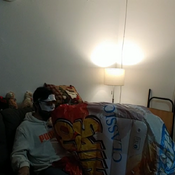 Inflatable bag of chips mouth blow :)