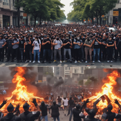 Jerome.C.House (American,1991) Gen-Z Protesters vs Police After Killing of Mayor Carlos Manzo 2025