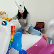 Popping 72 inches beachball , whale and parts of the unicorn!!! by Ary