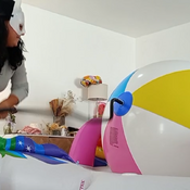Popping 72 inches beachball , whale and parts of the unicorn!!! by Ary