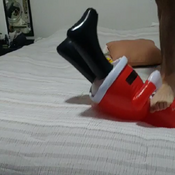 Popping inflatable santa by feets
