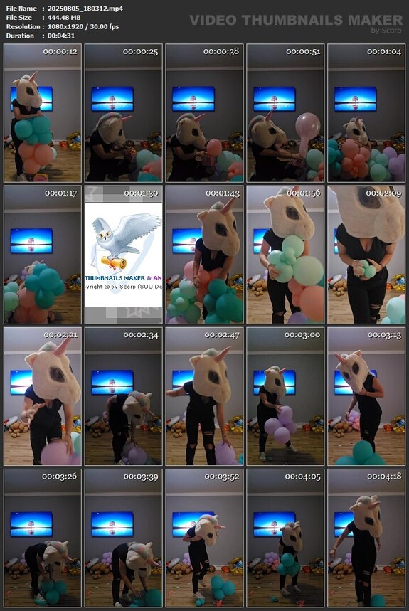 balloon werden zum platzen gebracht in einer furry maske