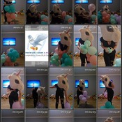 balloon werden zum platzen gebracht in einer furry maske