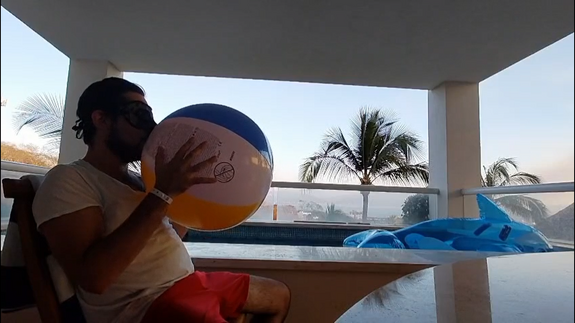Blow beachball and swimming ring