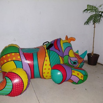 Blowing up big inflatable (rhino)