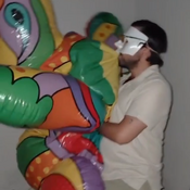 Blowing up big inflatable (rhino)