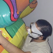 Blowing up big inflatable (rhino)