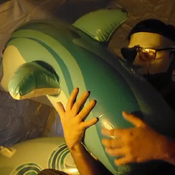 Camping blowing up 3 inflatables