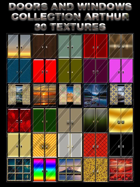 DOORS AND WINDOWS COLLECTION ARTHUR 30 TEXTURES FOR IMVU CREATORS