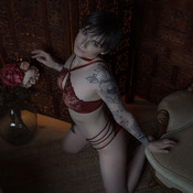 Elegant Chambers in Red Lingerie