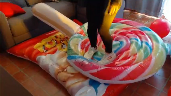 Inflatable toture by sneakers, feets and knife!!!