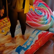 Inflatable toture by sneakers, feets and knife!!!