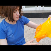 Inflate and explode an inflatable yellow duck
