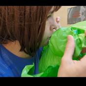 Inflate and explode an inflatable frog