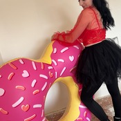 Lera shooting in black outfit and garden photo