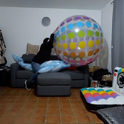 Overinflate and pop big beachball