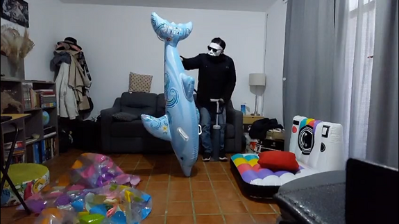 Overinflate dolphin with pump