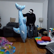 Overinflate dolphin with pump