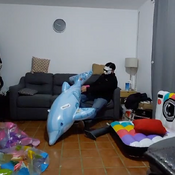 Overinflate dolphin with pump